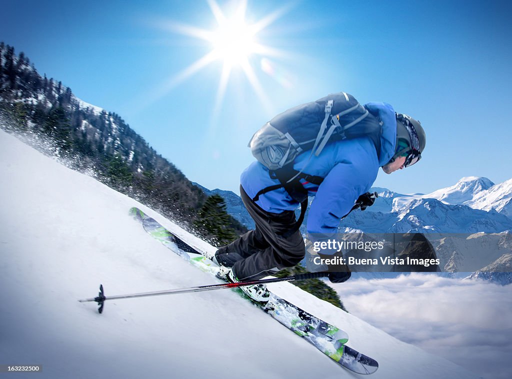 Skier in the Mont Blanc region