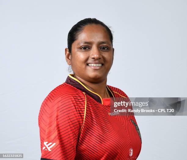 Anisa Mohammed of Trinbago Knight Riders during a portrait session at Radisson Aquatica Resort in Bridgetown, Barbados on August 29, 2023.