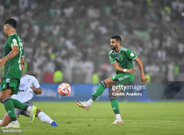 Riyad Mahrez of Al-Ahli Saudi FC in action during the Saudi Pro League week 4 match between Al-Ahli Saudi FC and Al-Tai FC at Prince Abdullah Al...