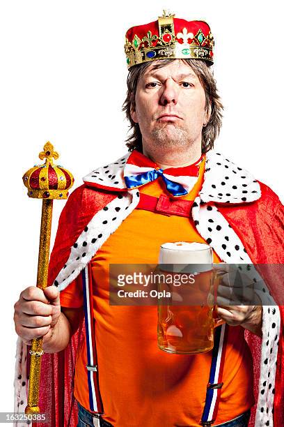 king with beer - scepter stock pictures, royalty-free photos & images