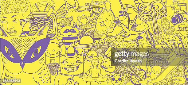 set of doodles background - eccentric stock illustrations stock illustrations