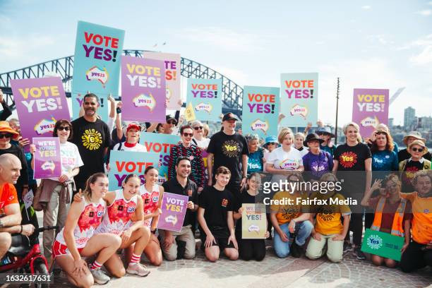 Prime Minister Anthony Albanese joined with supporters and Pat Farmer for his remarkable Run for the Voice campaign as he arrives at Sydney Opera...
