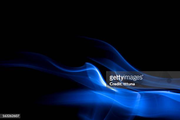 青色、創造的な抽象的な活力の影響煙写真 - 炎 ストックフォトと画像