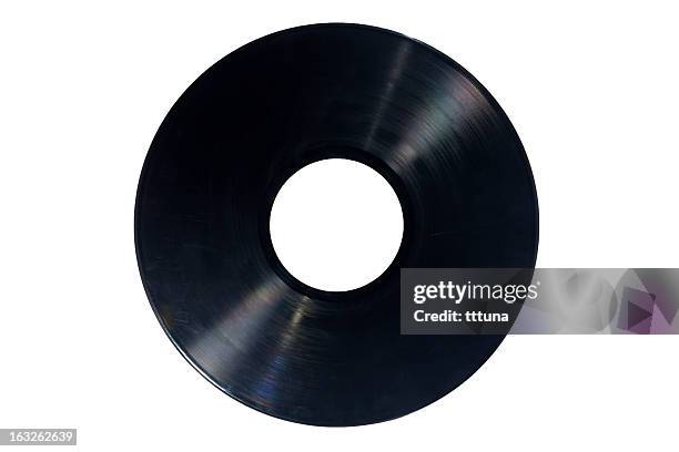 music record, cut out on white background - grooved stock pictures, royalty-free photos & images