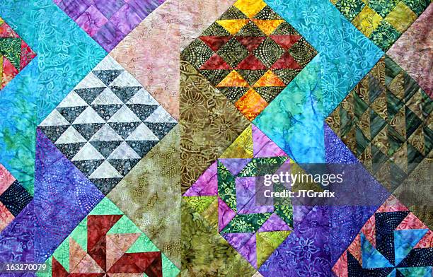 colorful modern quilt - batik design stock pictures, royalty-free photos & images