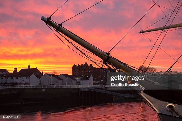 tall ship at sunset - river clyde stock pictures, royalty-free photos & images