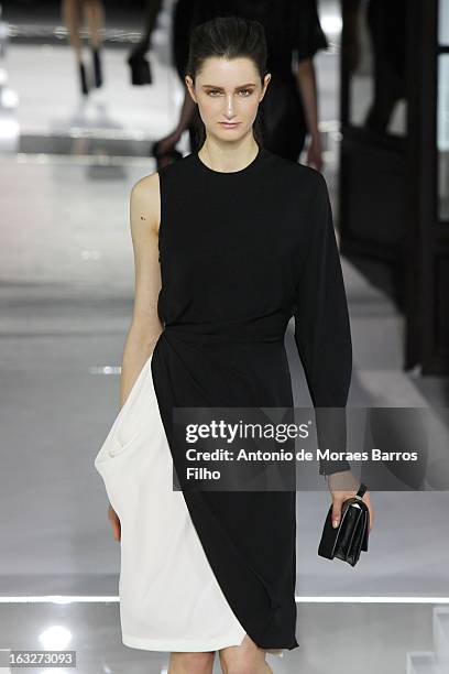 Model walks the runway during the Vionnet Fall/Winter 2013 Ready-to-Wear show as part of Paris Fashion Week on March 6, 2013 in Paris, France.