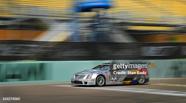 Cadillac CTS-V race car driven by Andy Pilgrim with Team Cadillac takes PGA TOUR Professionals around the Homestead-Miami Speedway as part of The...