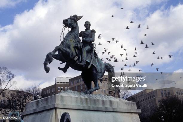 General Andrew Jackson Statue in Lafayette Square on December 23, 1996 in Washington, DC.