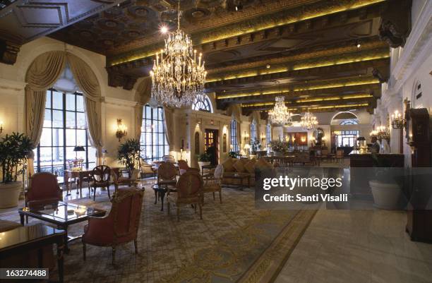 Lobby of the Carlton Hotel on February 16, 1996 in Washington, DC.