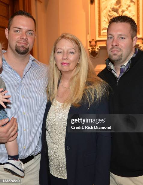 Mindy's Nephew, Brother Tim McCready, Mother Gayle Inge and BrotherJosh McCready attend the memorial service for Mindy McCready at Cathedral of the...