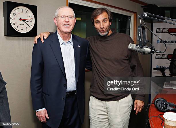 New York Giants head coach Tom Coughlin visits SiriusXM's 'Mad Dog Unleashed' hosted by Chris 'Mad Dog' Russo at the SiriusXM Studios on March 6,...