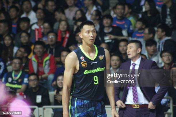 Basketball player Yi Jianlian competes during the CBA Guangdong Hongyuan V Shanghai BILIBILI men's basketball game in Shanghai, China, November 11,...