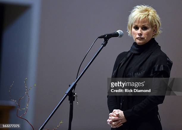 Ave Maria" performed by Lorrie Morgan during the memorial service for Mindy McCready at Cathedral of the Incarnation on March 6, 2013 in Nashville,...