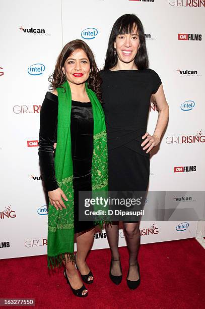 Marie Arana and Ramaa Mosley attend the "Girl Rising" premiere at The Paris Theatre on March 6, 2013 in New York City.