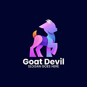Vector Illustration Goat Gradient Colorful Style