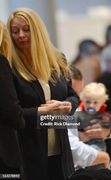 Gayle Inge - Mindy's Mother attends the memorial service for Mindy McCready at Cathedral of the Incarnation on March 6, 2013 in Nashville, Tennessee....