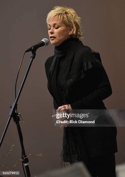 Ave Maria" performed by Lorrie Morgan during the memorial service for Mindy McCready at Cathedral of the Incarnation on March 6, 2013 in Nashville,...