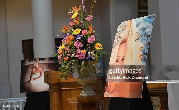 Atmosphere at the memorial service for Mindy McCready at Cathedral of the Incarnation on March 6, 2013 in Nashville, Tennessee. McCready was found...