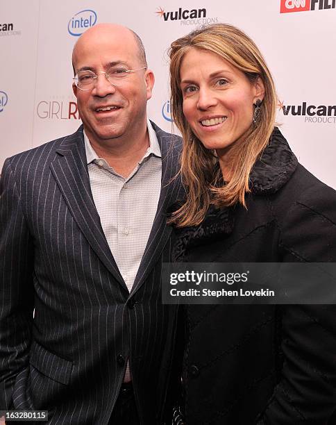 Worldwide President Jeff Zucker and Caryn Zucker attend the "Girl Rising" premiere at The Paris Theatre on March 6, 2013 in New York City.