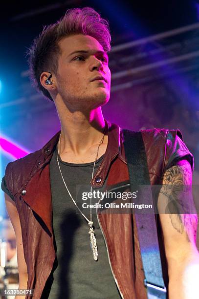 Ryan Fletcher of Lawson performs during a sold out show on their Chapman Square Tour at Rock City on March 6, 2013 in Nottingham, England.