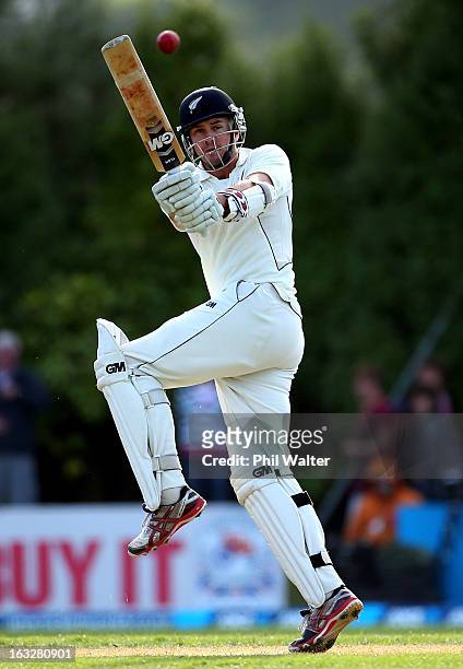 Peter Fulton of New Zealand bats during day two of the First Test match between New Zealand and England at University Oval on March 7, 2013 in...