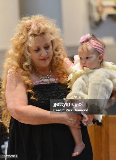 Mindy McCready's Aunt Teri Greene attends the memorial service for Mindy McCready at Cathedral of the Incarnation on March 6, 2013 in Nashville,...