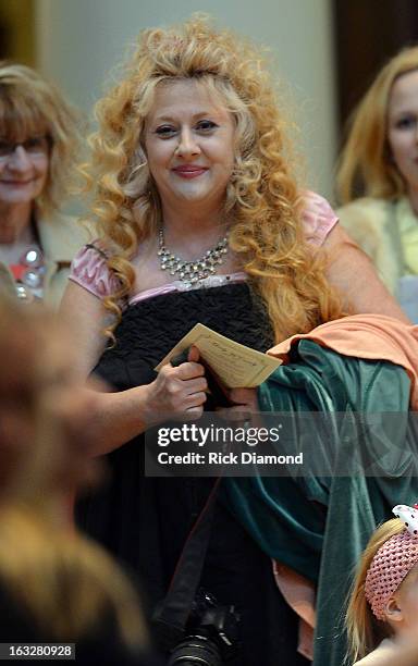 Mindy McCready's Aunt Teri Greene attends the memorial service for Mindy McCready at Cathedral of the Incarnation on March 6, 2013 in Nashville,...