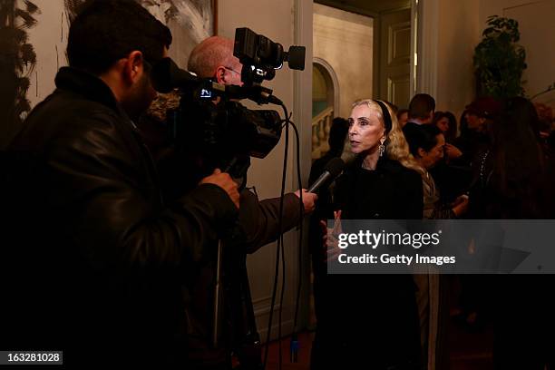 Franca Sozzani, Vogue Italia Editor in Chief, gives an interview during the charity auctioning of the first "Citroen DS3 Cabrio L'Uomo Vogue" hosted...