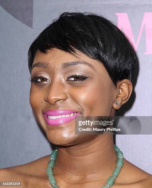 Singer Sonyae Elise attends the launch party for VH1's "Love & Hip Hop" Star Erica Mena new cosmetic line "Lady J Cosmetics" at Heaven's Makeup Bar...