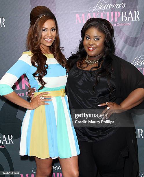 Erica Mena and Raven Goodwin attend the launch party for VH1's "Love & Hip Hop" Star Erica Mena new cosmetic line "Lady J Cosmetics" at Heaven's...