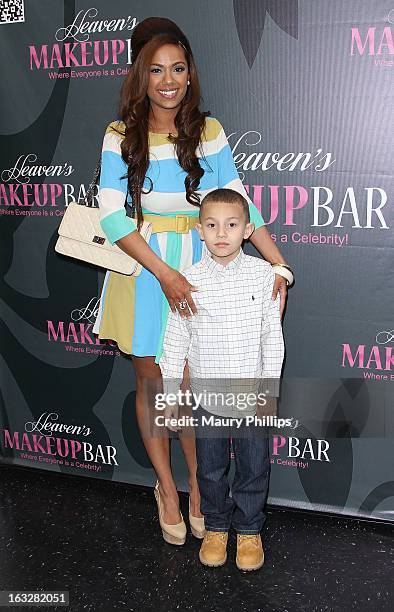 Erica Mena and her son King attend the launch party for VH1's "Love & Hip Hop" Star Erica Mena new cosmetic line "Lady J Cosmetics" at Heaven's...