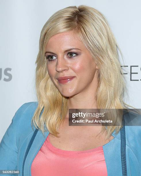 Actress Georgia King attends the 30th annual PaleyFest featuring the cast of "The New Normal" at Saban Theatre on March 6, 2013 in Beverly Hills,...