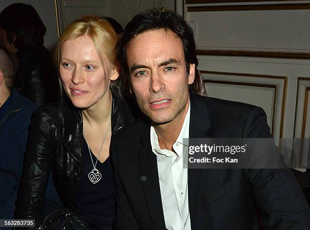 Anna Sherbininaand Anthony Delon attend the Jitrois - Front Row - PFW F/W 2013 at Hotel Saint James & Albany on March 6, 2013 in Paris, France.