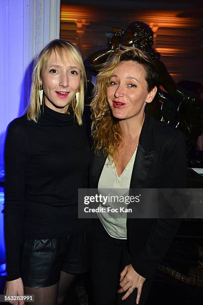 Audrey Lamy and Julie Ferrier attend the cocktail during the Jitrois - Front Row - PFW F/W 2013 at Hotel Saint James & Albany on March 6, 2013 in...