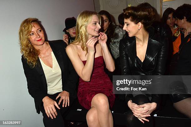 Julie Ferrier, Sarah Marshall and Frederique Bel attend the Jitrois - Front Row - PFW F/W 2013 at Hotel Saint James & Albany on March 6, 2013 in...