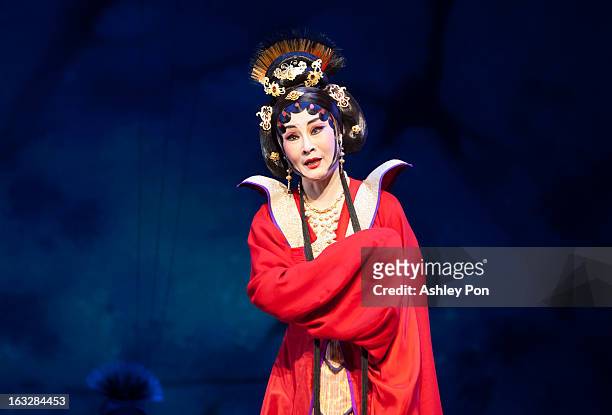 Wei Hai Ming of the Taiwan Guoguang Opera Company performs scenes from the "Flowing Sleeves and Rouge" as part of the Taiwan International Festival...
