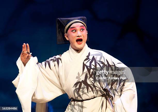 Tang Wen-hua of the Taiwan Guoguang Opera Company performs scenes from the "Flowing Sleeves and Rouge" as part of the Taiwan International Festival...