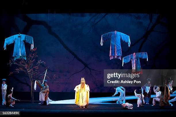 Members of the Taiwan Guoguang Opera Company perform scenes from the "Flowing Sleeves and Rouge" as part of the Taiwan International Festival of the...