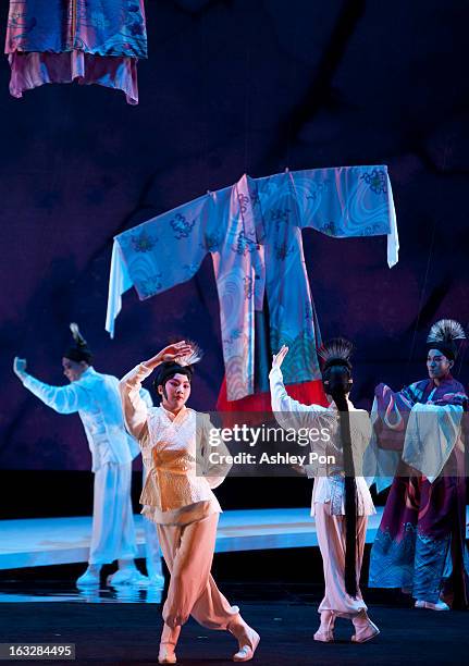 Members of the Taiwan Guoguang Opera Company perform scenes from the "Flowing Sleeves and Rouge" as part of the Taiwan International Festival of the...