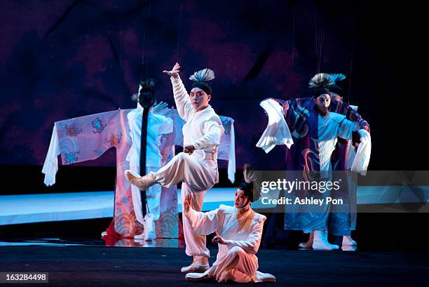 Members of the Taiwan Guoguang Opera Company perform scenes from the "Flowing Sleeves and Rouge" as part of the Taiwan International Festival of the...