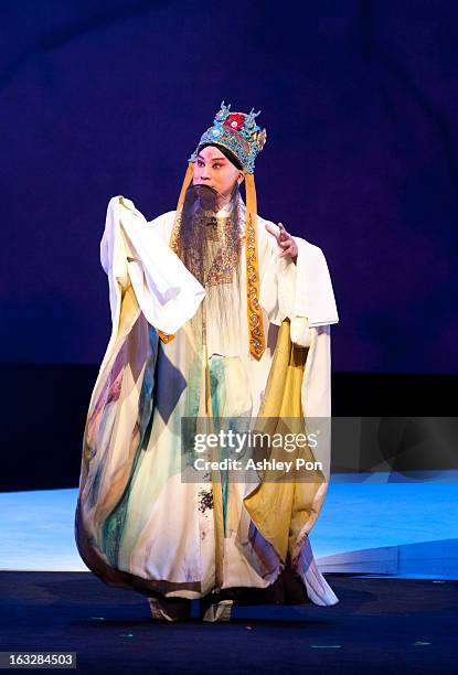 Members of the Taiwan Guoguang Opera Company perform scenes from the "Flowing Sleeves and Rouge" as part of the Taiwan International Festival of the...