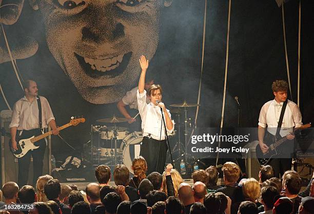 The Hives perform onstage in concert at The Vogue on March 4, 2013 in Indianapolis, Indiana.