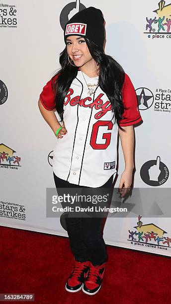 Singer Becky G attends the 7th Annual "Stars & Strikes" Celebrity Bowling and Poker Tournament benefiting A Place Called Home at PINZ Bowling &...