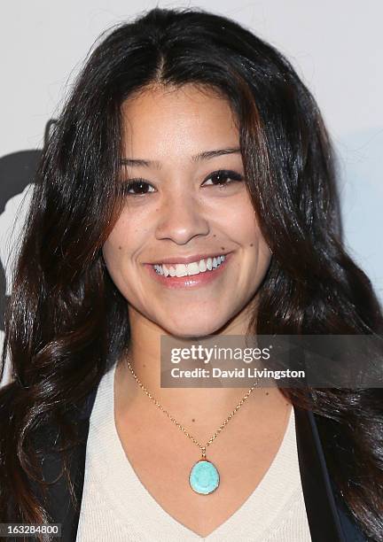 Actress Gina Rodriguez attends the 7th Annual "Stars & Strikes" Celebrity Bowling and Poker Tournament benefiting A Place Called Home at PINZ Bowling...