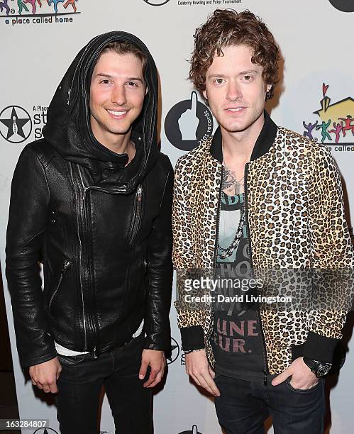 Musicians Ryan Follese and Nash Overstreet of Hot Chelle Rae attend the 7th Annual "Stars & Strikes" Celebrity Bowling and Poker Tournament...