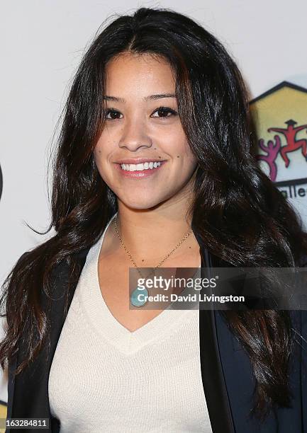 Actress Gina Rodriguez attends the 7th Annual "Stars & Strikes" Celebrity Bowling and Poker Tournament benefiting A Place Called Home at PINZ Bowling...