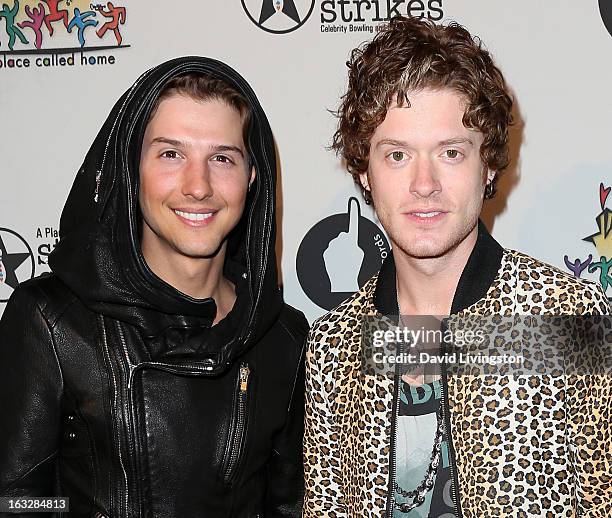 Musicians Ryan Follese and Nash Overstreet of Hot Chelle Rae attend the 7th Annual "Stars & Strikes" Celebrity Bowling and Poker Tournament...