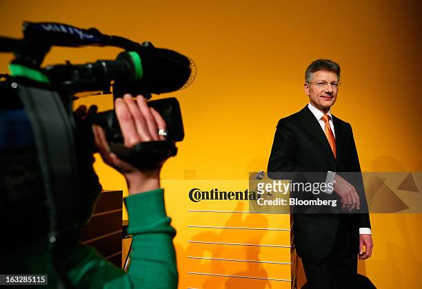 Elmar Degenhart, chief executive officer of Continental AG, poses for a photograph ahead of a news conference to announce earnings in Frankfurt,...