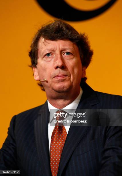 Wolfgang Schaefer, chief financial officer of Continental AG, speaks during a news conference to announce earnings in Frankfurt, Germany, on...